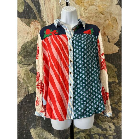 Anthropologie x Maeve Paz Contrast Button-Down Size L - Picture 3 of 6